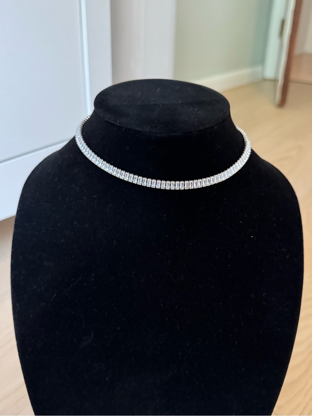 Silver Crystal Tennis Choker Necklace - Elegant Sparkle